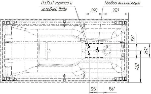 Ванна "РУСИЛЬОН" (чаша, рама-подставка на декоративных ножках, комплект панелей, подголовник, исполнение хром)