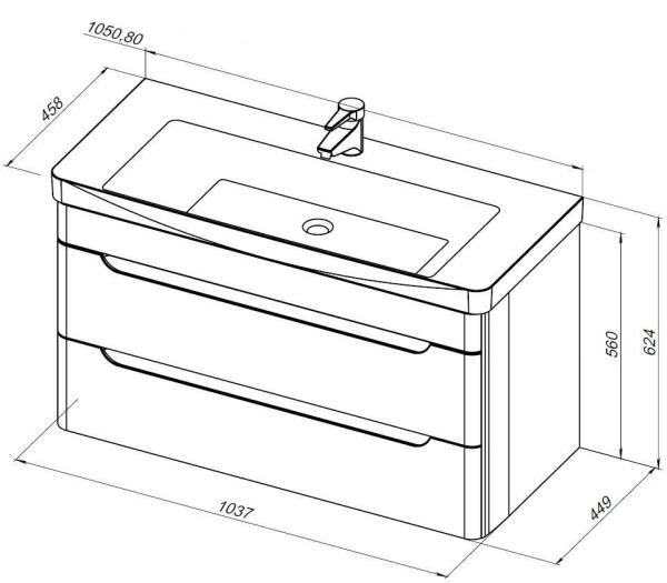 Тумба под раковину Aquanet София 105 белый глянец (2 ящика)