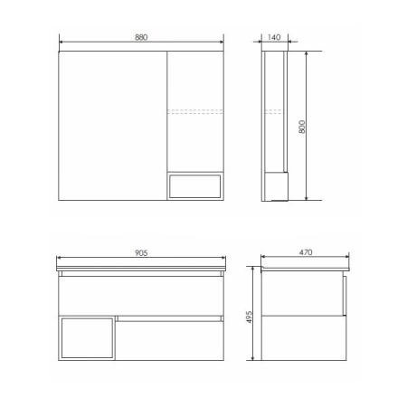 Зеркало шкаф Comforty Турин-90 дуб бежевый