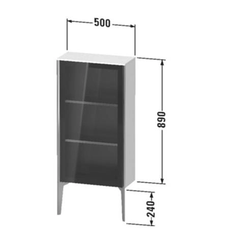 Duravit XViu Шкаф подвесной со стеклянной дверью 50x24x89см, 2 стеклянные полки (петли слева), цвет: белый глянцевый/champagne matt