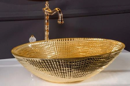 Раковина хрустальная Boheme золото овальная 814