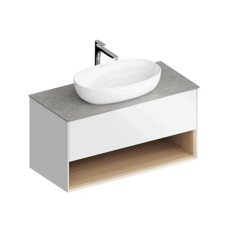 Тумба Kerama Marazzi PLAZA MODERN ПЛАЗА МОДЕРН PLB.M.100.1\WHT.V подвесная 100 белый 1 ящик + полка