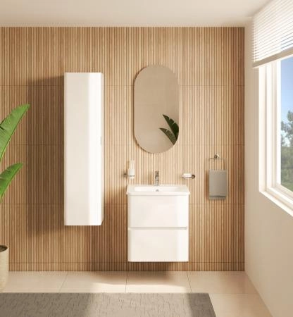 Тумба с раковиной  VitrA Mia Plus Round  69816 60 см глянцевая белая ДСП
