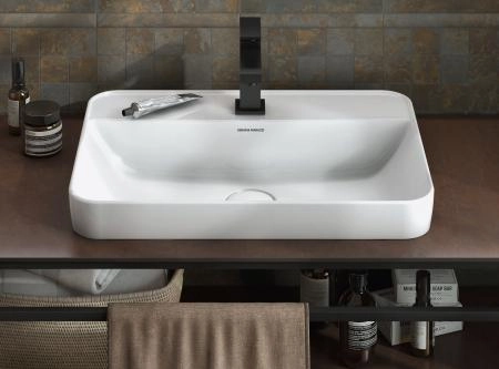 Раковина Kerama Marazzi PLAZA ПЛАЗА PLR.wbi.55.1 встраиваемая сверху 55, белая глянцевая