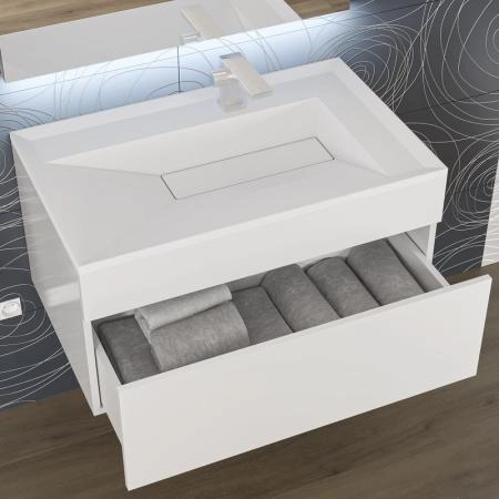 Раковина для ванной полувстраиваемая Uperwood Lotus 80 см, прямоугольная, белая матовая