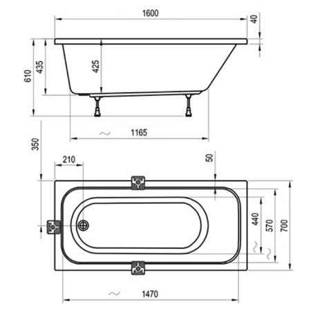 Ravak Chrome Ванна 160х70см, встраиваемая, цвет: белый