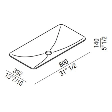 Agape Ottocento 002 Раковина 80x39.2x14 см, без отв., цвет: белый
