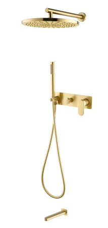 Смеситель встроенный для душа с верхней лейкой и изливом Boheme SPECTRE Matt Gold 454-2-MG