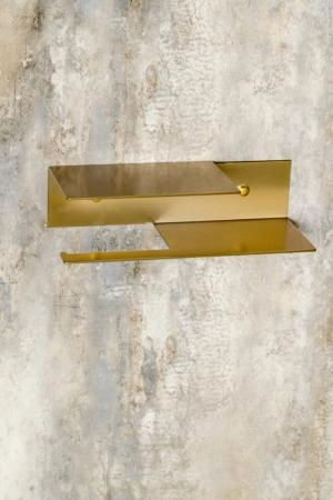Держатель для туалетной бумаги Boheme c полкой Qubic Matt Gold 10721-2-MG
