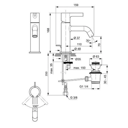Ideal Standard Joy Смеситель для раковины, на 1 отв., с донным клапаном, цвет: PVD Magnetic Grey