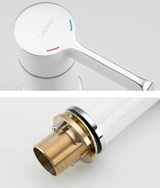 Смеситель Gappo G1103-8 на борт ванны 3 отверстия белый/хром