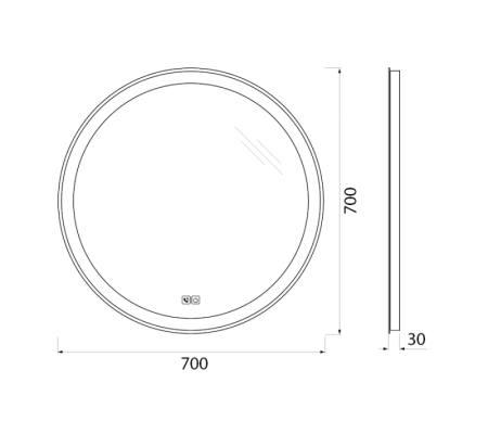 Зеркало Belbagno SPC-RNG-700-LED-TCH Led подсветка, сенсор 700x30