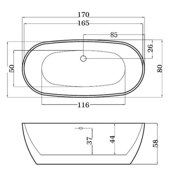 Ванна ESBANO Rome 170x80 акриловая