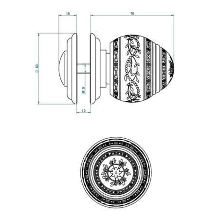 THG MARQUISE NOIR DECOR OR Ручка дверная одинарная, декор черный/золото, цвет: полированное золото