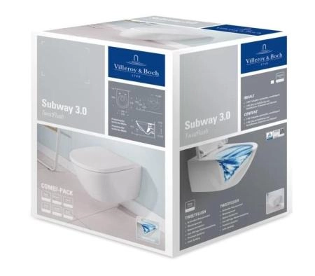 Унитаз Villeroy Boch Subway 3.0 4670TS01 370х560, с крышкой-сиденьем 9M78S101, цвет Альпийский белый