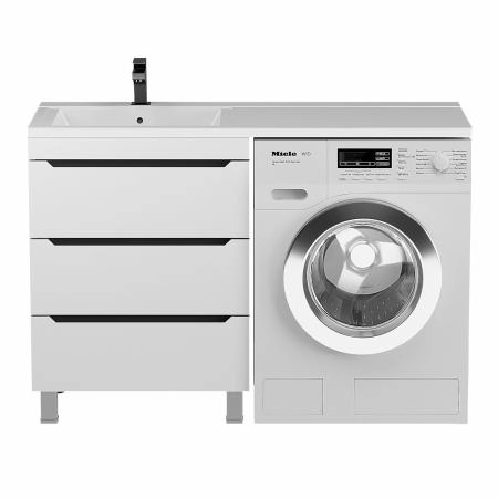 Тумба под стиральную машину Uperwood Tanos 60 см, напольная, белая/графит, 3 ящика