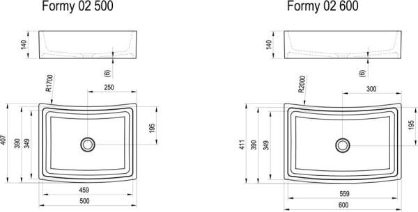 Умывальник Ravak FORMY 02 500 D белый со скрытым переливом XJM01250000