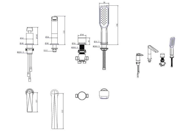 Смеситель врезной на борт ванны Boheme VENTURO Shine Gun Metall 370-SGM