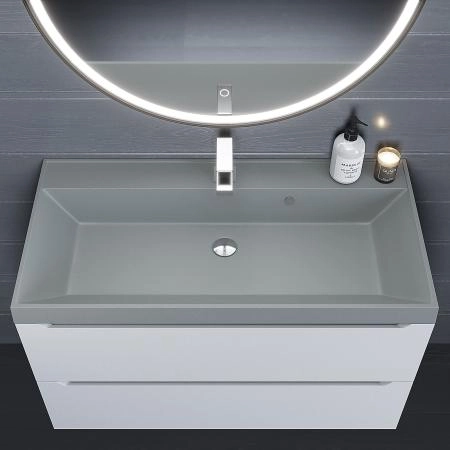 Раковина кварцевая Uperwood Classic Quartz 90 см, серая матовая, платина