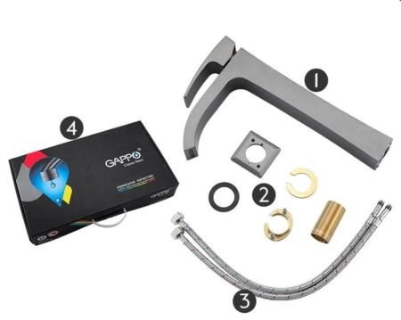 Смеситель Gappo G1007-86 для раковины высокий чёрный