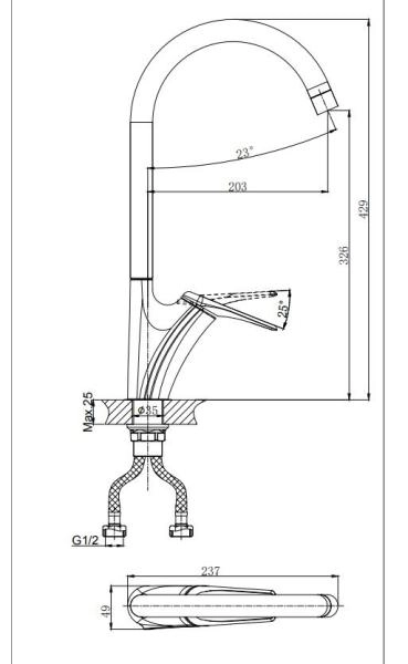 Смеситель для кухни RUSH Nevis с поворотным изливом (NE1735-22)