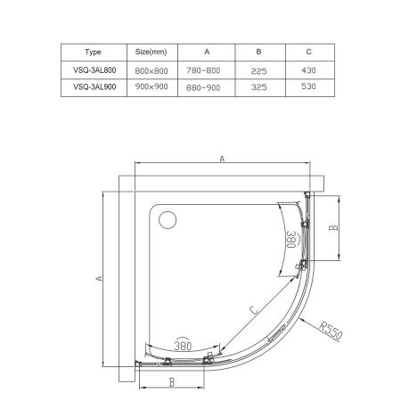 Душевой уголок Vincea Alpha VSQ-3AL900CLB, 900*900, черный, стекло прозрачное