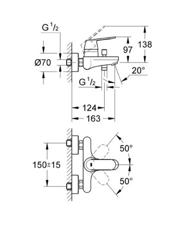 Смеситель Grohe Eurosmart Cosmopolitan 32831000 для ванны