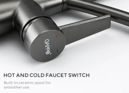 Смеситель для кухни Gappo G4398-19 с подключением фильтра питьевой воды Темно-серый