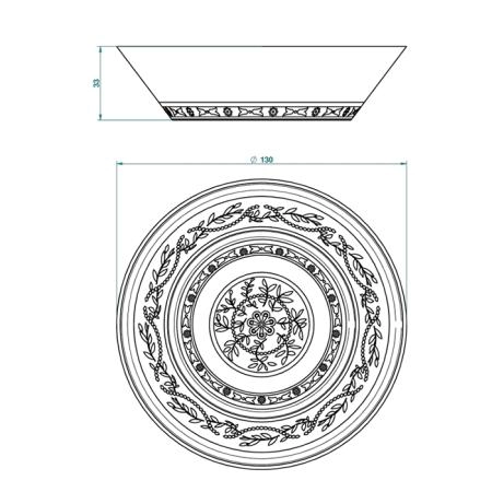 THG MARQUISE NOIR DECOR OR Блюдо керамическое ø130 мм., настольное, декор черный/золото, цвет: белый