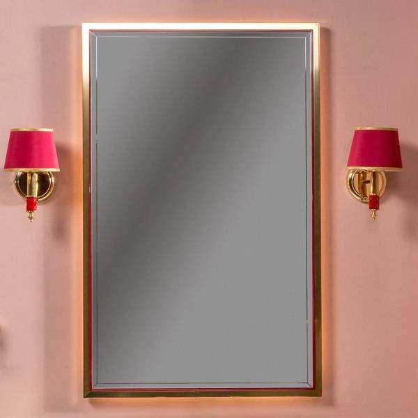 Зеркало Boheme MONACO с подсветкой 70*110CM глянец бордо + золото 566-RG