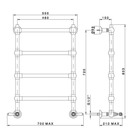 Nicolazzi Complementi Arredo Полотенцесушитель электрический 55х79.5см, цвет: Bronze Plated