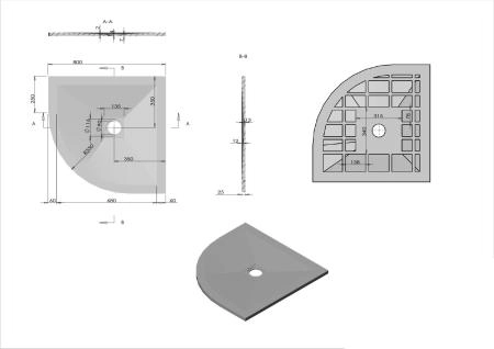Поддон для душа Vincea из искусственного камня VST-4SQ8080W, 800*800*25, белый матовый
