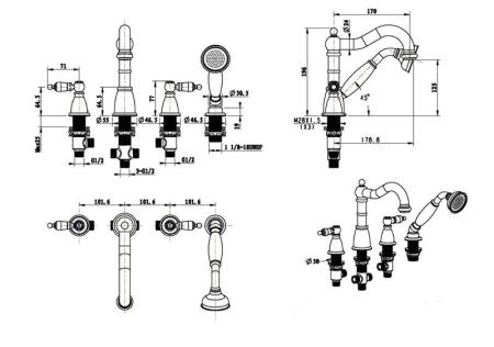 СМЕСИТЕЛЬ ВРЕЗНОЙ Boheme PROVANSE_Комплект 394