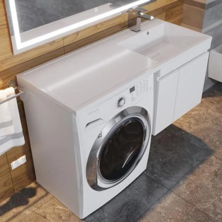 Тумба под стиральную машину Uperwood Magenta, 60 см, подвесная, белая, с дверцами