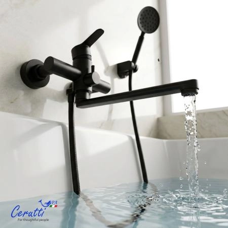 Смеситель для ванны Ceruttispa Овидио VXLMB (OVIDIO VXLMB) из нержавеющей стали, цвет черный матовый
