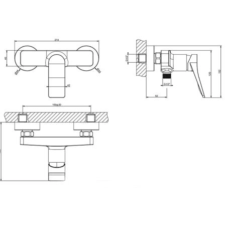 Gessi Rilievo Смеситель для душа, настенный на 2 отв., цвет: black XL