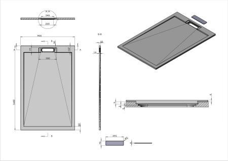 Поддон для душа Vincea из искусственного камня VST-4SRL9016W, 1600*900*25, белый матовый