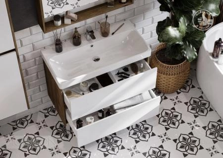 Тумба под раковину AQUATON Сканди 90 белая, дуб рустикальный 1A251901SDZ90