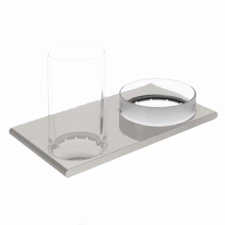 Двойной держатель со стаканом и чашей для мелочей KEUCO Edition 400 11554059000 Матовый/прозрачный/никель шлифованный