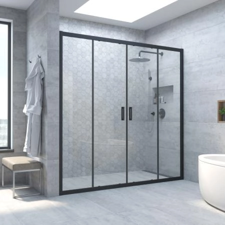 Душевая дверь Vegas-glass Z2P NOVO h2000 180 02М 01, профиль черный матовый, стекло прозрачное