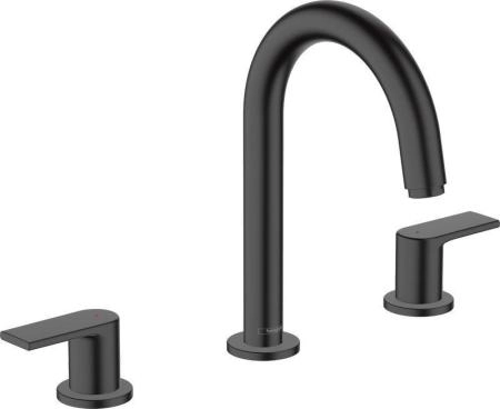 Hansgrohe 71563670 Vernis Shape Смеситель для раковины 151 мм, на 3 отв., со сливным гарнитуром, матовый черный