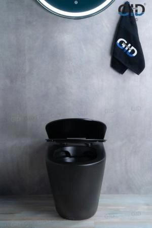 Унитаз Gid TRS-269BM 56 см приставной безободковый микролифт черный матовый