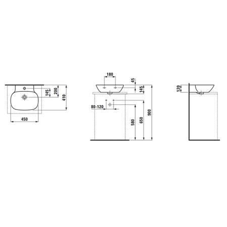 Laufen INO Раковина накладная 45х41х12см., с 1 отв., цвет: белый
