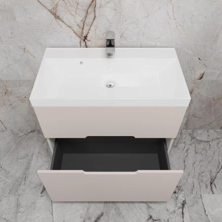 Тумба с раковиной Style Line Матис 80 ЛС-00002437 напольная под ASTI 80 (2 ящика) КРЕМ ЭМАЛЬ