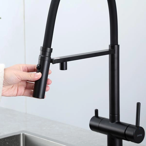 Смеситель GAPPO G4397-86 для кухни с гибким изливом и подключением фильтра, черный