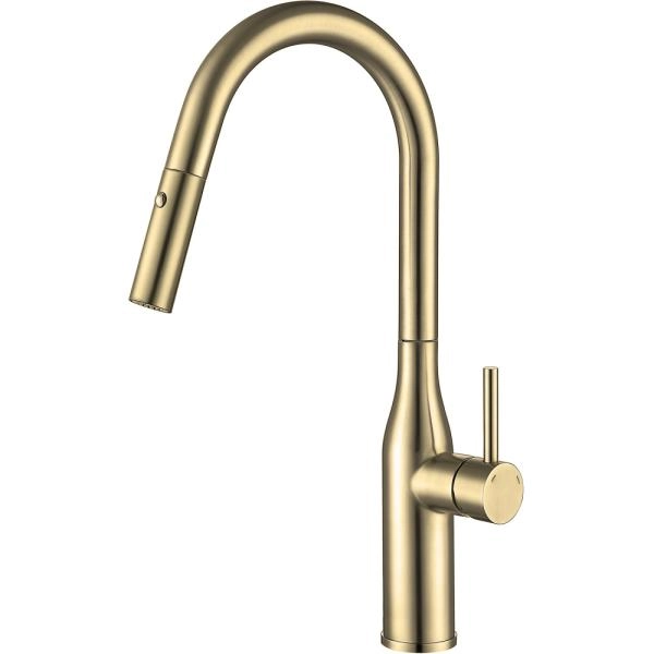 Смеситель GAPPO G4398-43 для кухни с выдвижным изливом и режимом душ, золотой сатин