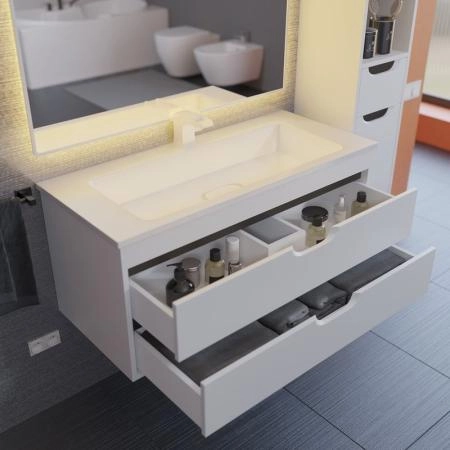 Тумба под раковину для ванной Uperwood Modul 100 см, подвесная, матовая, белая/графит