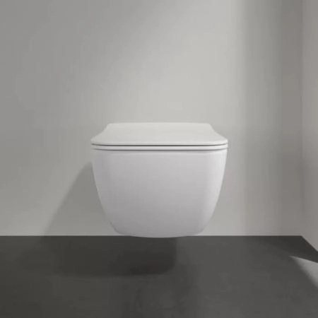 Villeroy&Boch Venticello Унитаз 37.5х56х33см., подвесной, безободковый, в комплекте сиденье SlimSeat c микролифтом, CeramicPlus, цвет: альпийский белый