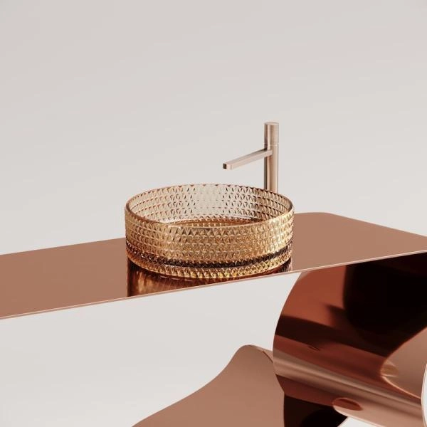 Умывальник чаша накладная круглая (цвет бежевый) Cristal 360x360x112мм