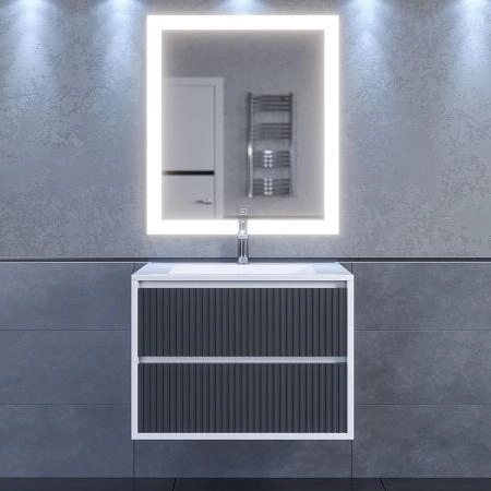 Тумба под раковину Uperwood Next Premium подвесная, 70 см, белая/графит, 2 ящика